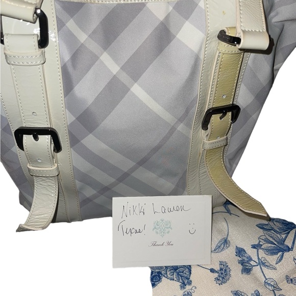 BURBERRY tote- Grey and White Burberry tote approx 12” tall 8” wide - Picture 9 of 11